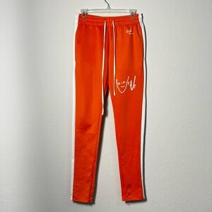 Bright Orange Pants with Leg Zippers. Size S